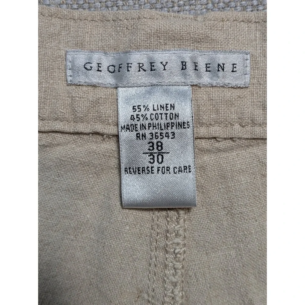 GEOFFREY BEENE Mens Pants Beige 38x30 Linen Blend Breathable Lightweight Relaxed